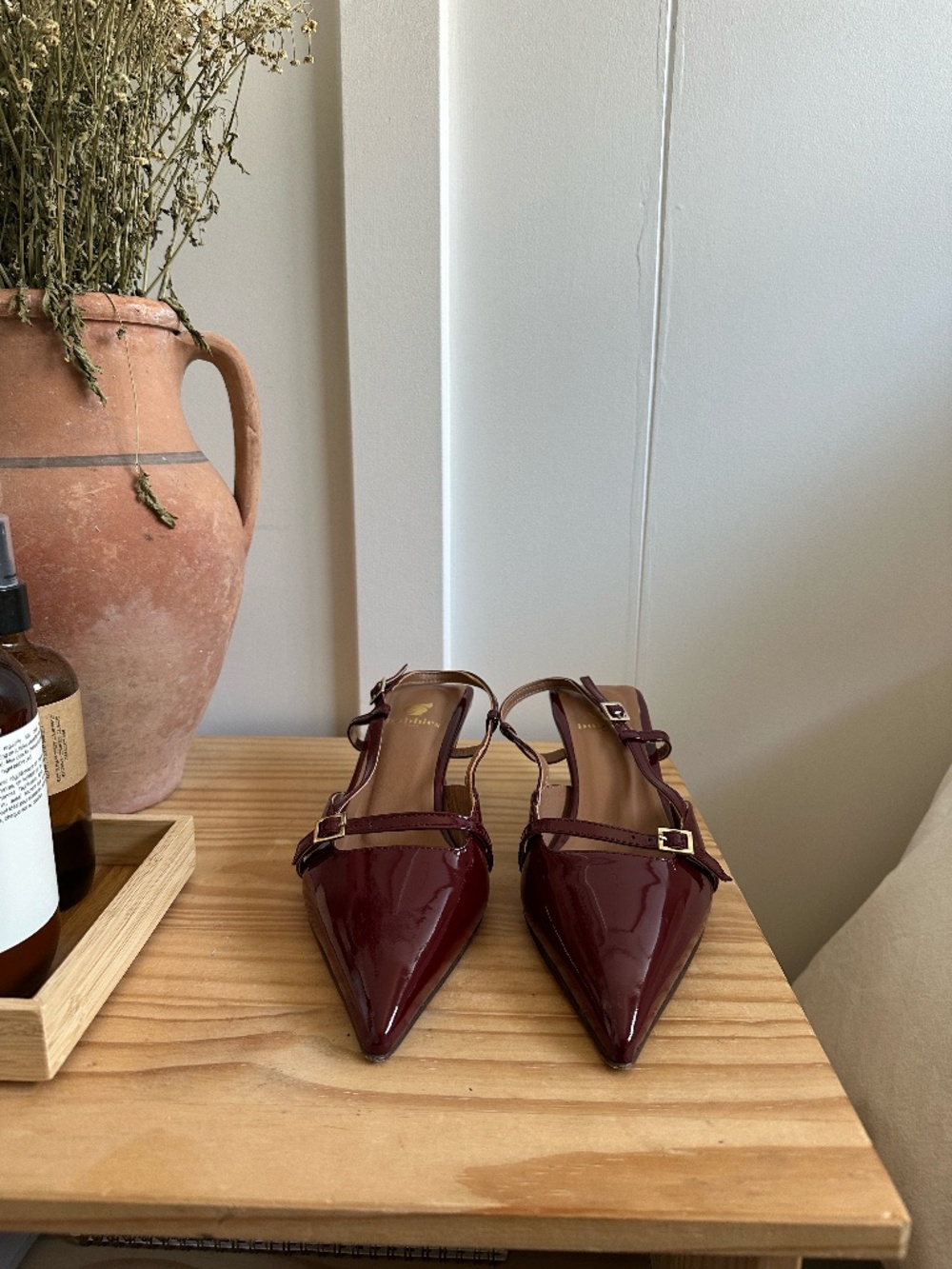 Bobbies merlot slingback heels